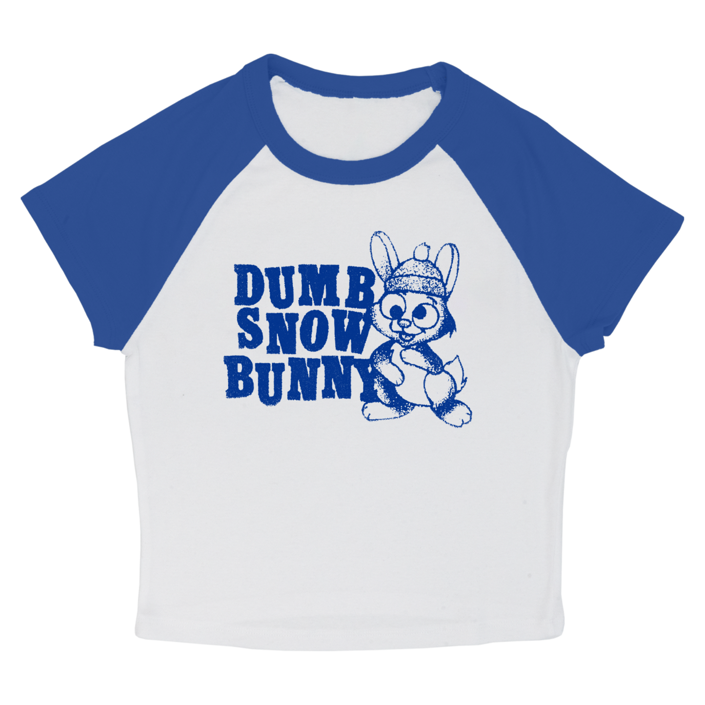 Dumb Snow Bunny Ladies Crop Raglan T-Shirt