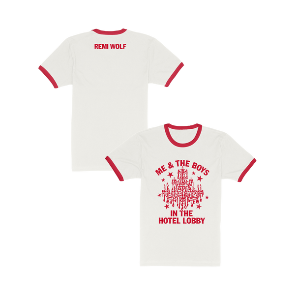Hotel Lobby Ringer T-Shirt - White/Red – Remi Wolf Merch